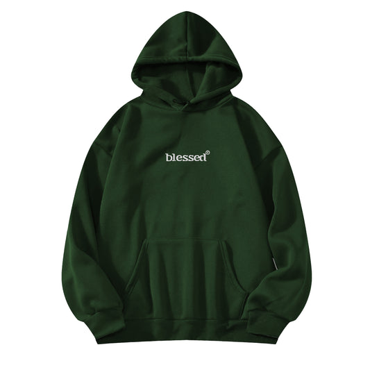 blessed embroidered hoodie forest